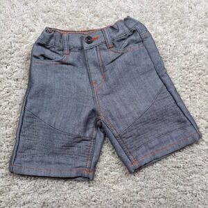 King Maker Boys Jeans Shorts Size 3T Gray Orange‎ Stitch Elastic Waist